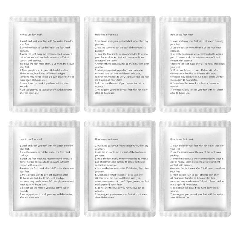 PUTIMI 6packs Exfoliating Foot Mask Feet Peeling Mask Spa Socks Smooth Dead Skin Remover Moisturizing Whitening Foot Mask