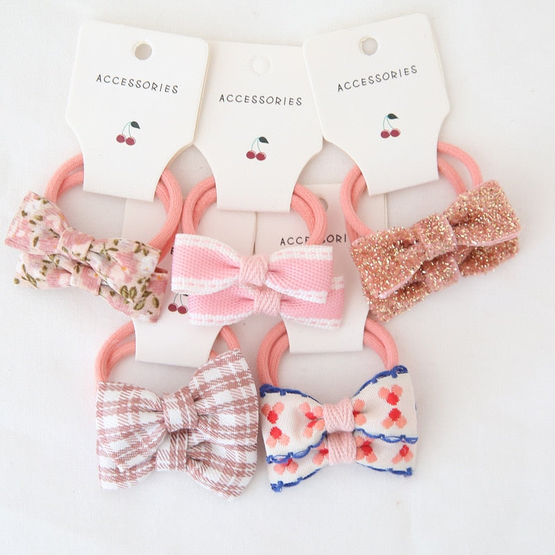 10Pcs/Lot Sweet Hair Band Girls Hair Ties Bows Elastic Rubber Band Flower Small Ball Scrunchies Baby Kids Hair Accessories Gift