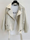 Sungtin Korean Faux Leather Jacket Women Belt Oversize BF Style Punk PU Women&