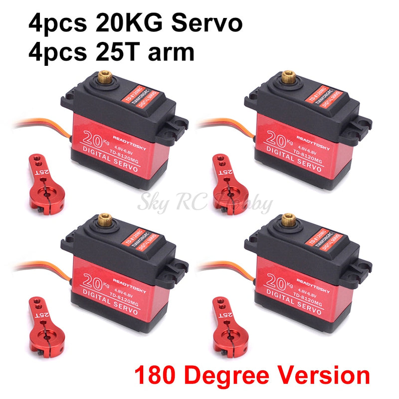Waterproof 20KG 25KG 30kg 35kg 40KG 60KG Servos 180 270 360 Degree Large Torque Digital Servo Metal Gears 25T Arm For RC Car
