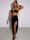 Hugcitar Sexy Strapless Crop Tube Top High Waist Slit Maxi Dress 2 Pcs Suits 2022 Fall Women Fashion Streetwear Vestido Y2K