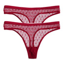 2PCS/Set Lace Sexy G-String Thongs Transparent Women&