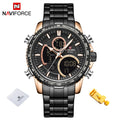 NAVIFORCE Men Watch Luxury Brand Sport Watch For Men Digital Chronograph Quartz Wristwatch Military Waterproof Steel Band Clock