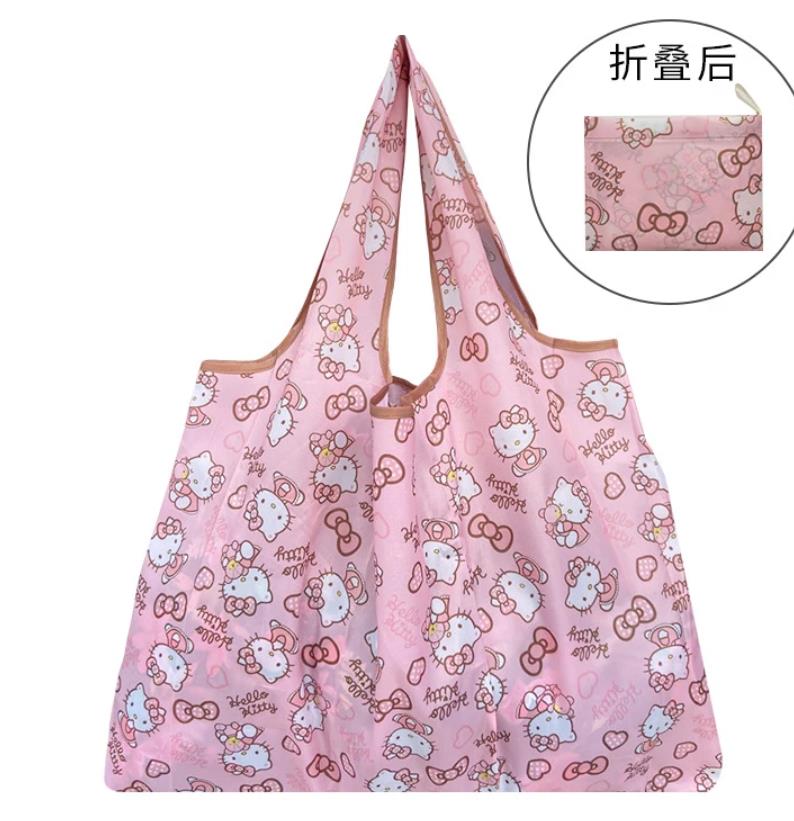 Sanrio Hello Kitty Small Folding Shopping Bag Melody Polyester Eco Bag Cartoon Shoulder Bag Handbag