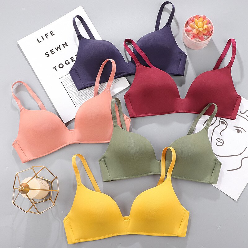 Sexy No Wire Push Up Underwear Women Seamless Bra Girls Students Breathable Thin Bras Female&
