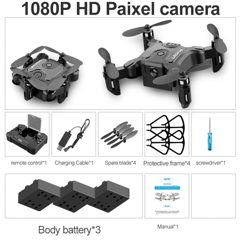 V2 Mini Drone 4K 1080P HD Camera WiFi Fpv Air Pressure Altitude Hold Professional  Foldable Quadcopter RC Drone Kid Toys GIft