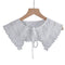 Royal Style Cotton Fake Collar Shawl Wrap Hollow Out Floral Lace Ruffled Trim Necklace Pointed Triangle Lapel Blouse