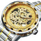 WINNER Transparent Skeleton Watch for Men Mechanical Wristwatches Diamond Watches Mens Luxury Stainless Steel Strap Unisex Clock