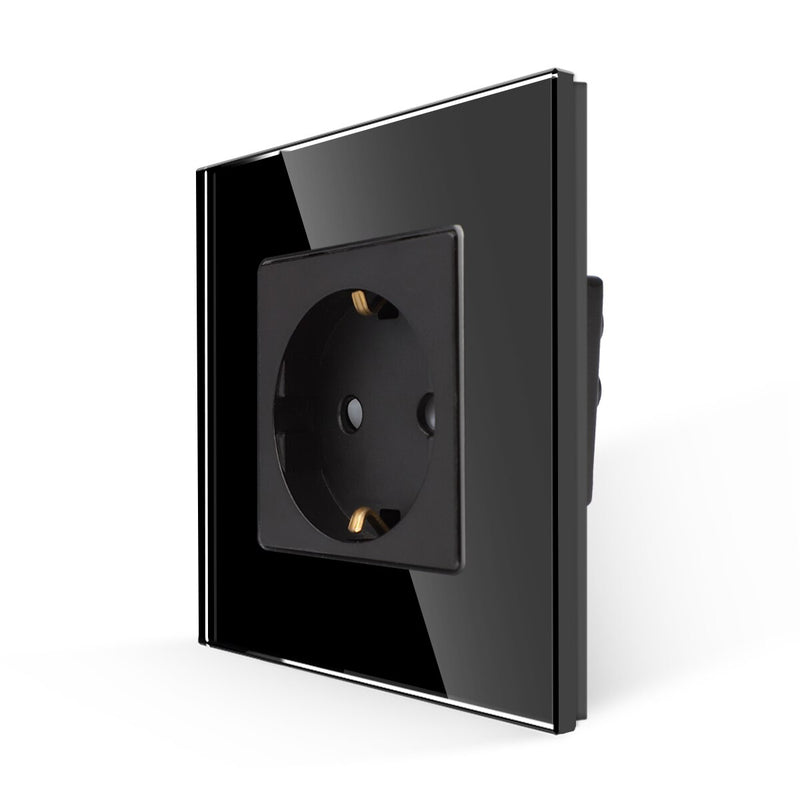 Bingoelec Power Socket,16A EU Standard Electrical Outlet 86mm*86mm White Crystal Glass Panel Wall Socket