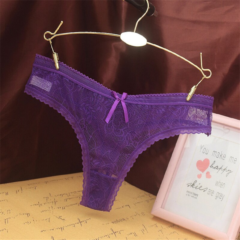 Women Sexy Lace Jacquard Thong Women&