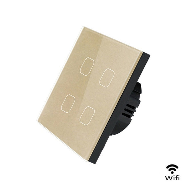 EsooLi Tuya Smart Life Glass Panel EU/UK Standard Touch Switch Zero/Single Fire Line Voice Control Light Wireless Wall Switch