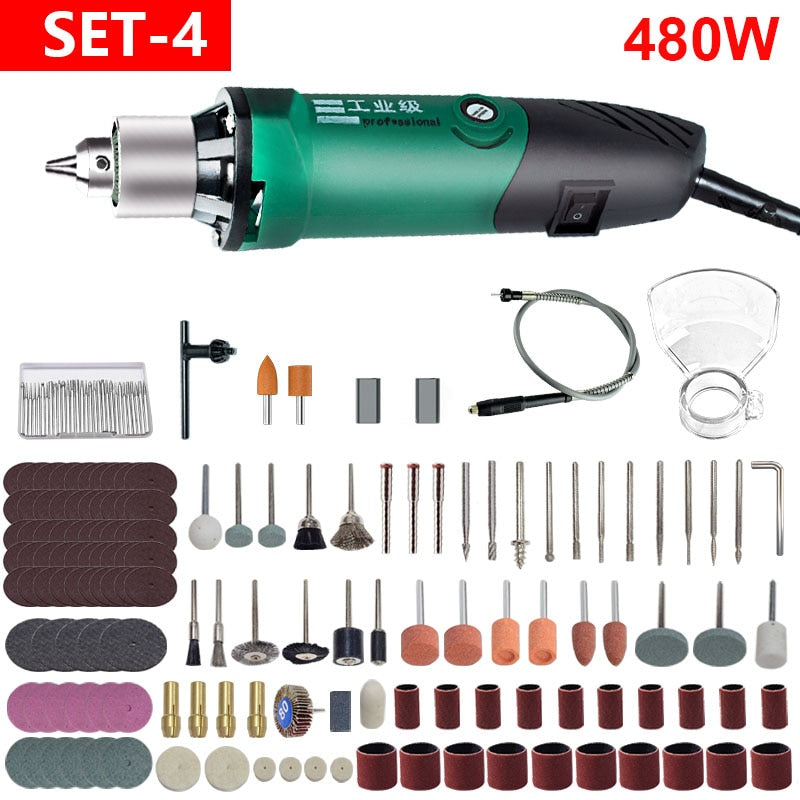 High-Power Engraver Electric Drill Engraving Dremel Rotary Tool 260W/480W Machine With Flexible Shaft 6-Position Variable Speed