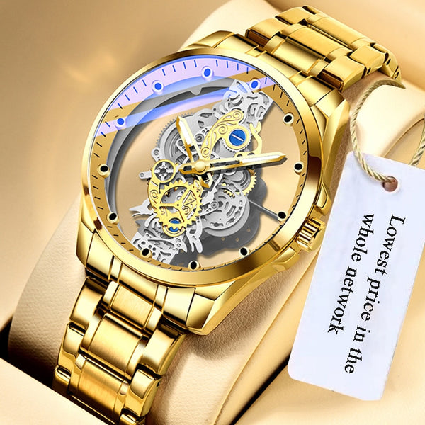 2022 New Men Watch Skeleton Automatic quartz Watch Gold Skeleton Vintage Man Watch Mens Watches Top Brand Luxury часы мужские