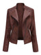 Autumn Winter Pu Faux Leather Jackets Women Long Sleeve Zipper Slim Motor Biker Leather Coat Female Outwear Tops