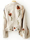 FTLZZ New Women Retro Floral Print Embroidery Faux Soft Leather Jacket Coat Turndown Collar Pu Moto Biker Black Punk Outerwear