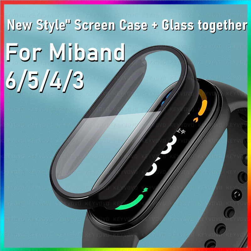 10D Film Glass for Xiaomi Mi band 6 5 7 4 Screen Protector Miband 6 5 Smart Watchband Full Protective Cover Case Strap Bracelet