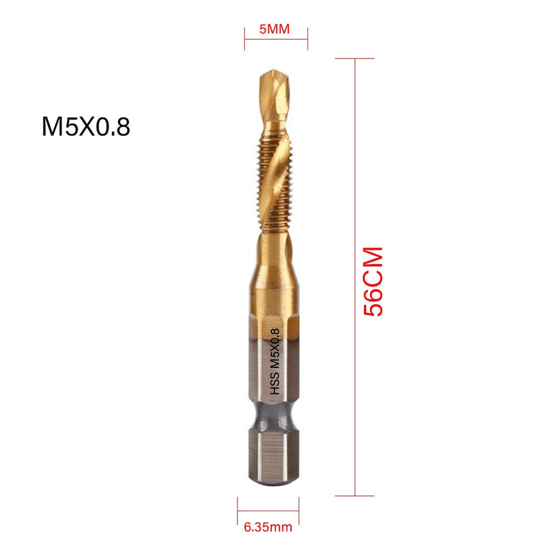 New Titanium Plated Hex Shank HSS Screw Thread Metric Tap Drill Bits Screw Machine Compound M3 M4 M5 M6 M8 M10 Hand Tools