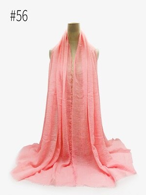 Pleated Plain Hijab Scarf Muslim Women Cotton Crinkle Headband Veil Scarves 2021 Fashion Islamic Headscarf Head Wraps Turban