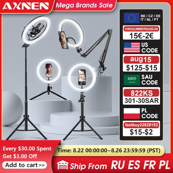 Selfie Ring Light Photography Led Rim Of Lamp With Mobile Holder Support Tripod Stand Ringlight For Live Video Streaming