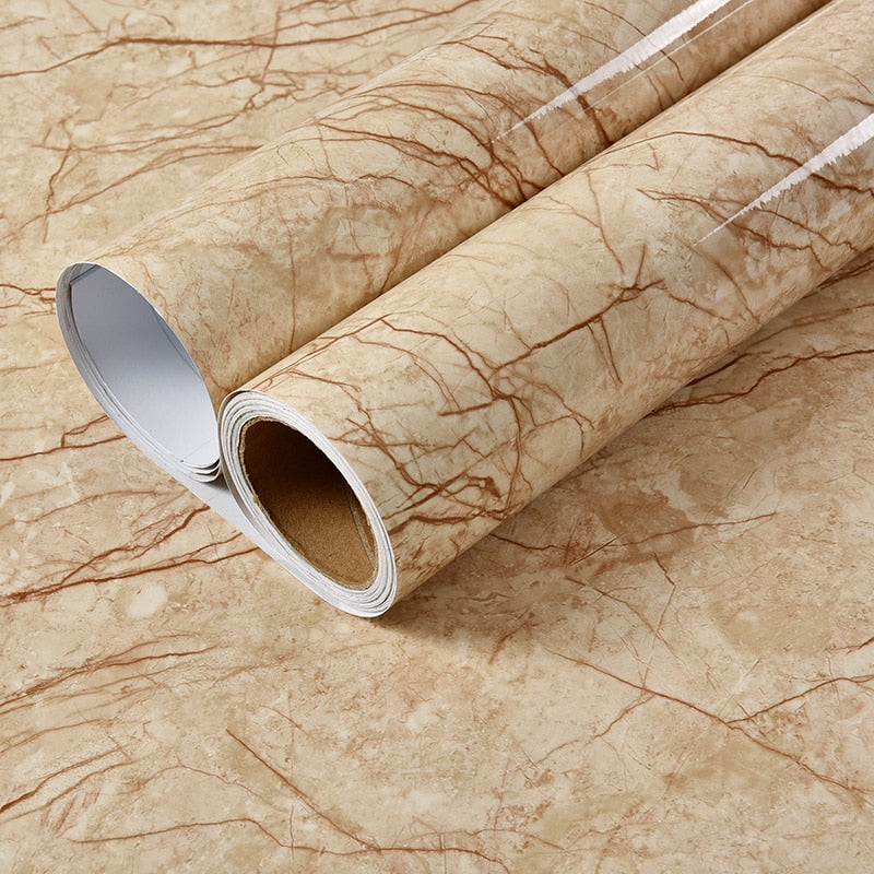 Waterproof Marble Self Adhesive Wallpaper Vinyl Film Wall Stickers Bathroom Kitchen Cupboard Room Decoration Sticky Paper Decal