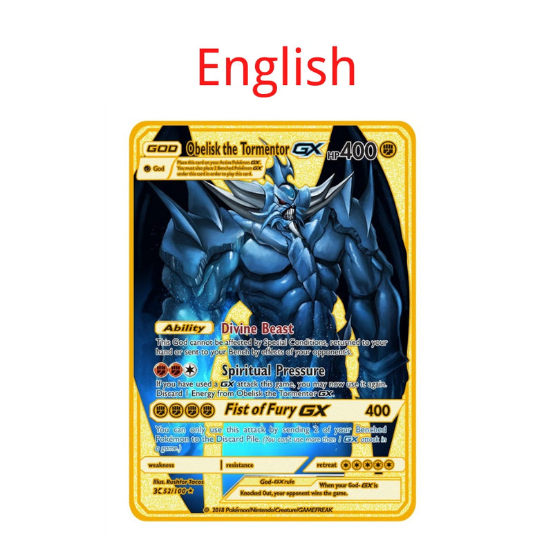 10000HP Arceus Vmax DIY Golden Pokemon Cards in English Iron Metal Pokmo Letters Kids Gift Game Collection Cards
