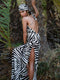 2022 Sexy Spaghetti Strap Side Split Beach Dress Summer Sundress Women Clothes Elegant Zebra Back Open Club Party Dresses A1144