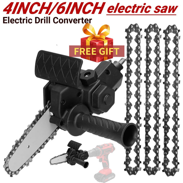 4/6 Inch Electric Drill Modified To Electric Chainsaw Tool Attachment Electric Chainsaws Accessory Set Woodworking Cutting Tool