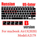 Russian silicone Keyboard Cover Protector for Macbook air13/12 /15/16pro touchbar A1706/A1466A1708/A1990/A1398/A2289/A1932/A2141
