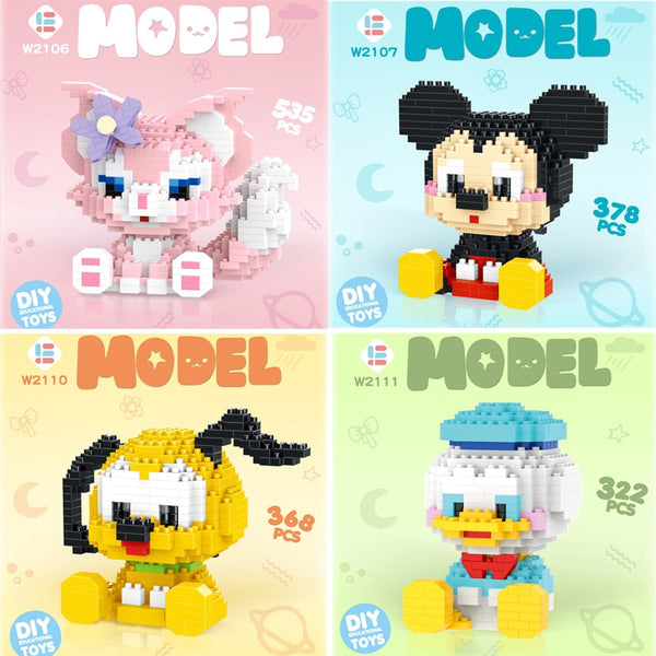 Disney DIY LinaBell assembly buildding blocks Goofy Pluto Anime Mini Action Figures Educational Toys kids Birthday Gifts