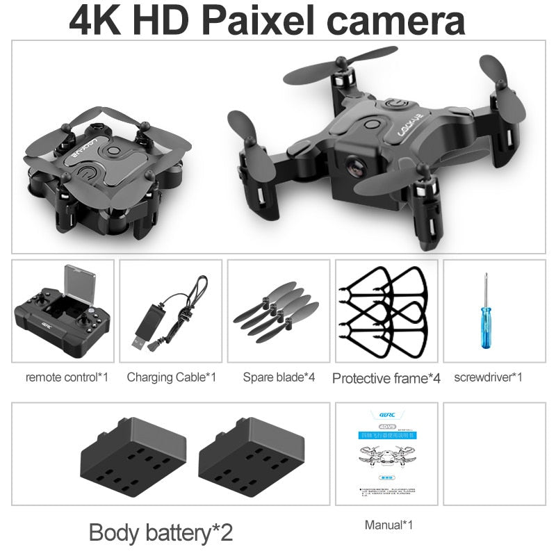 V2 Mini Drone 4K 1080P HD Camera WiFi Fpv Air Pressure Altitude Hold Professional  Foldable Quadcopter RC Drone Kid Toys GIft