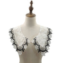 Royal Style Cotton Fake Collar Shawl Wrap Hollow Out Floral Lace Ruffled Trim Necklace Pointed Triangle Lapel Blouse