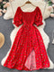 YuooMuoo Limited Big Sale Women Dress Fashion Romantic Floral Print Split Long Summer Dress Puff Sleeve Party Korean Vestidos