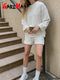 Spring Summer Women's Suit with Shorts Sweatshirt Loose Oversize Green Tracksuit 2 Piece Set Women's Shorts and Top Outfits 2022