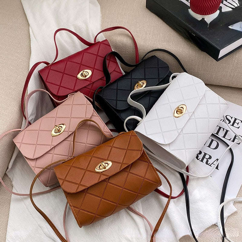 2022 new Lingge fashion embossed hand messenger small square bag handbags  purses and handbags  bags for women