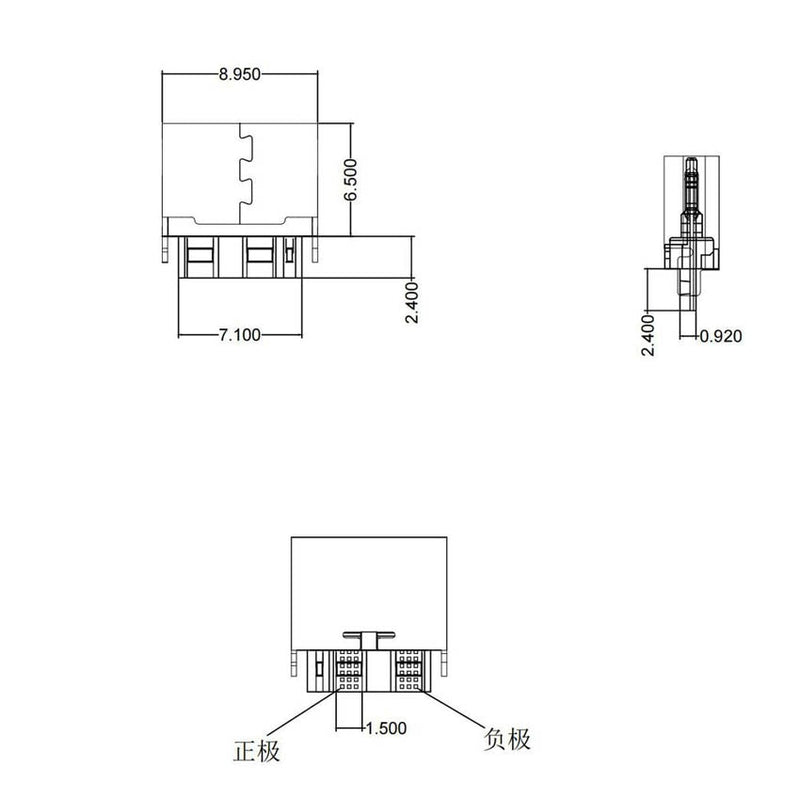 Type-C 2pin soldered female base with wire typec female 3A high current socket