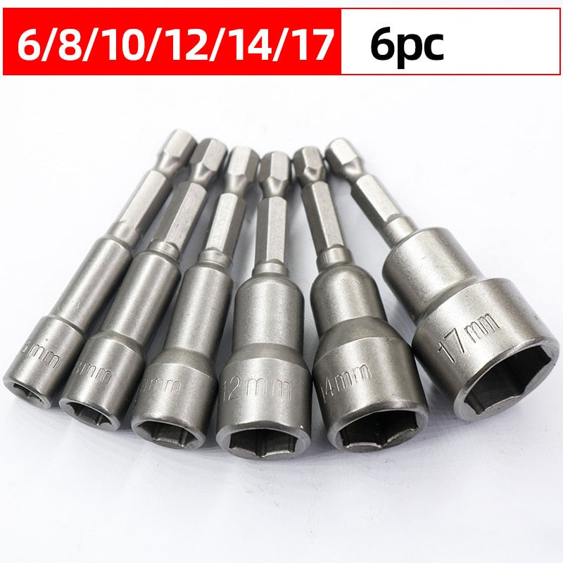 6mm-19mm impact Socket Magnetic Nut Screwdriver 1/4 hex key set Drill Bit Adapter for Power Drills Impact Drivers Socket kit