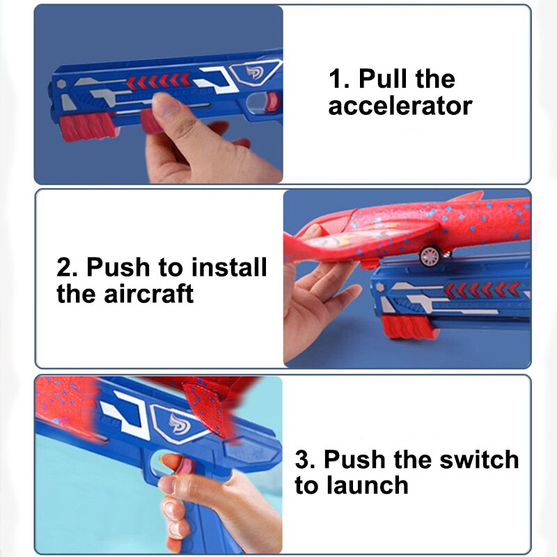 Airplane Launcher Toy Children Bubble Catapult Plane Catapult Gun Outdoor EPP Foam Airplane Launcher Shooting Game Toy for Kids