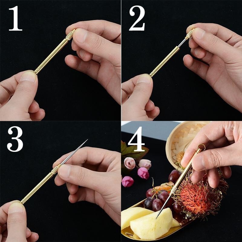 Self Defense Weapon Survival Tool Portable Outdoor Camp Equipment Fruit Picks Titanium Toothpick Brass Knuckels Weapon