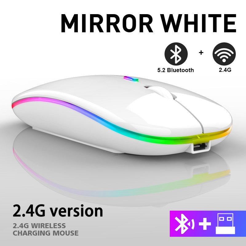 New Bluetooth Wireless Mouse with USB Rechargeable RGB Mouse for Computer Laptop PC Macbook Gaming Mouse Gamer 2.4GHz 1600DPI