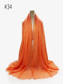 Pleated Plain Hijab Scarf Muslim Women Cotton Crinkle Headband Veil Scarves 2021 Fashion Islamic Headscarf Head Wraps Turban