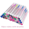50pcs Reusable Eyelash Brush Tube Disposable Eyelash Wands Eyebrow Brush Replaceable Dust-proof Sparkling Broken Diamond Bottom