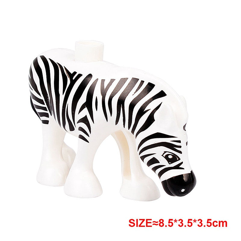 Big Building Block Accessories Chicken Duck Dog Cat Bird Cattle Sheep Zebra Rhinoceros Insect Zoo Series DIY Duploes Toy Gift