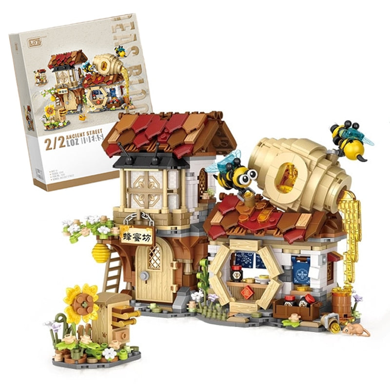 New LOZ Creative Sea Fish Food House Model Building Block MOC Retail Store With Figure Dolls Bricks Sets Boys Toys Kids Gifts