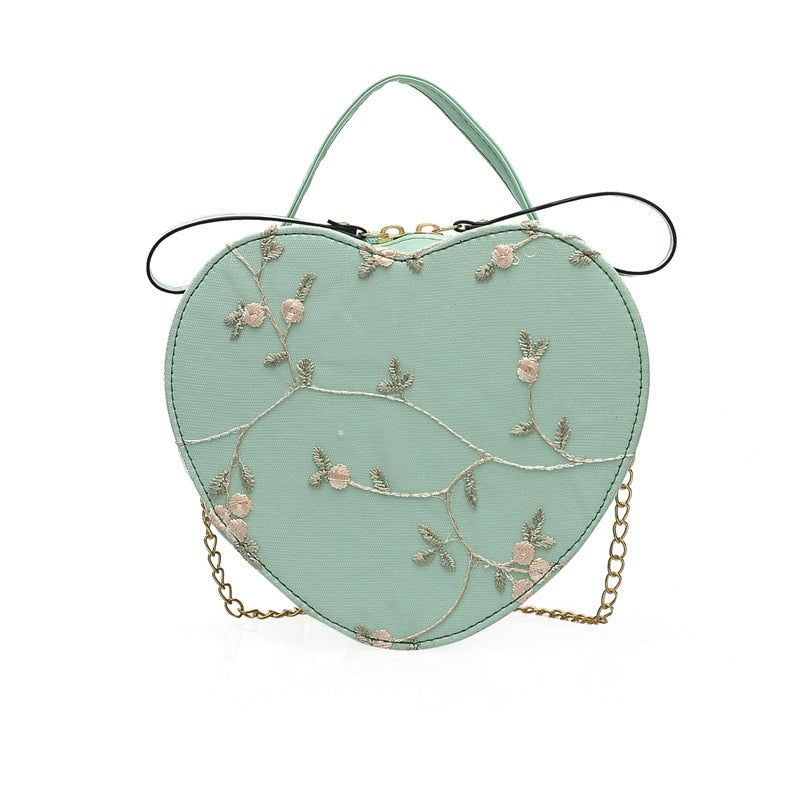 Hot Sale Sweet Lace Round Handbags High Quality PU Leather Women Crossbody Bags for Women 2022 Small Fresh Flower Chain Shoulder