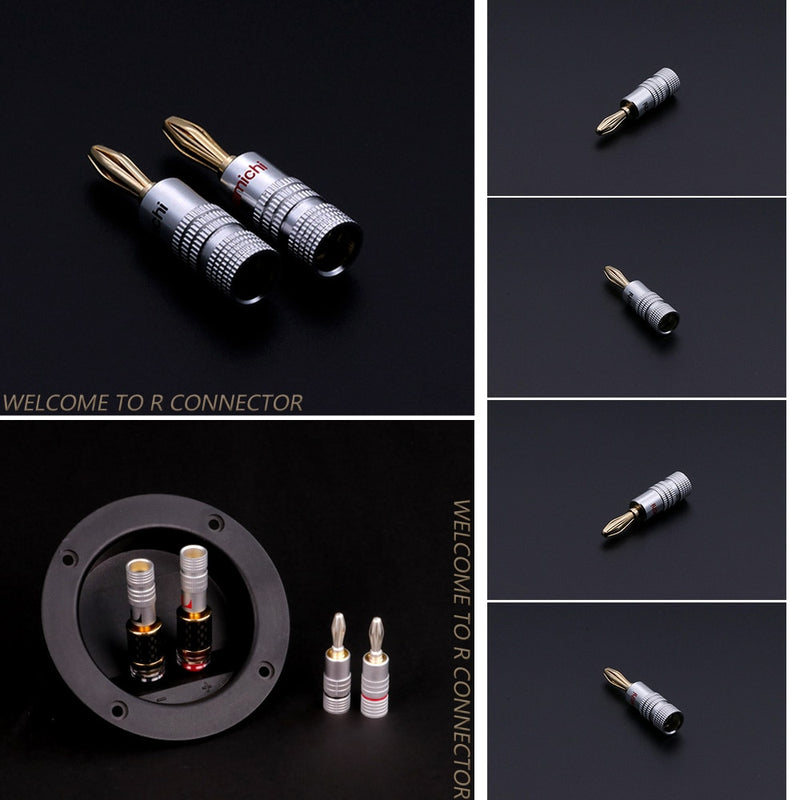 20pcs/10pairs Nakamichi BANANA PLUGS 24K Gold-plated 4MM Banana Connector with Screw Lock For Audio Jack Speaker Plugs Black&amp;Red