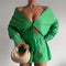 Women Casual Tracksuit Shorts Set Summer Long Sleeve Shirt Tops And Mini Drawstring Shorts Suit Lounge Wear Two Piece Set