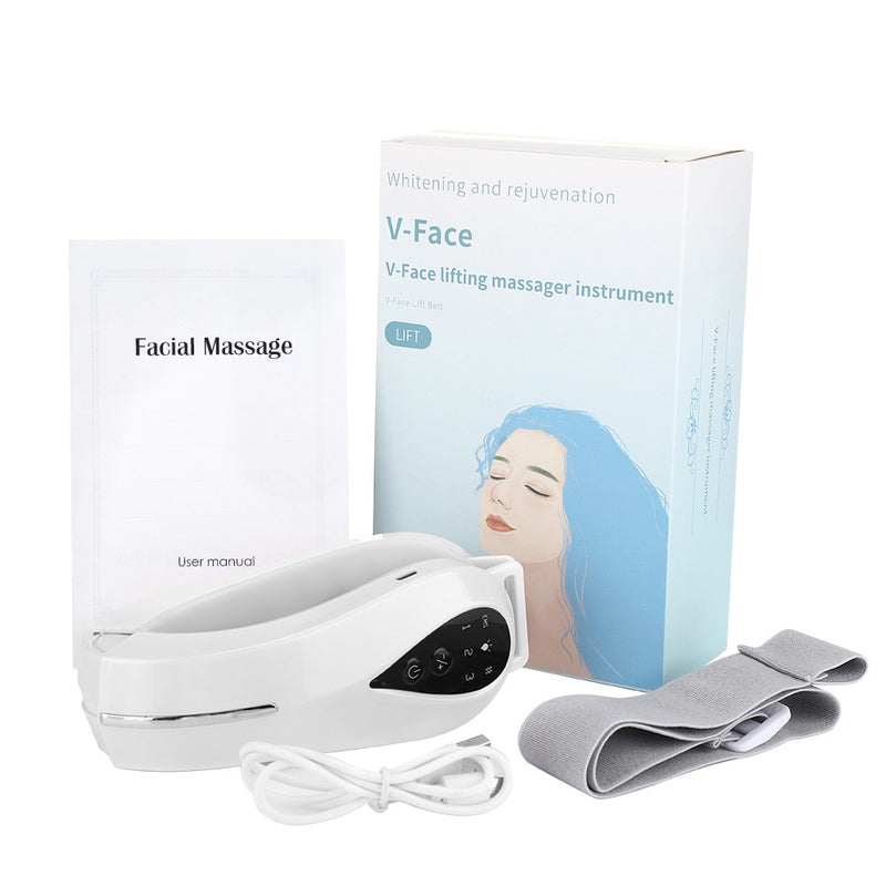 EMS Facial Lifting Device Double Chin V Shape Lift Belt Red Blue Light LED Face Slimming Vibration Face Massager Anti Cellulite