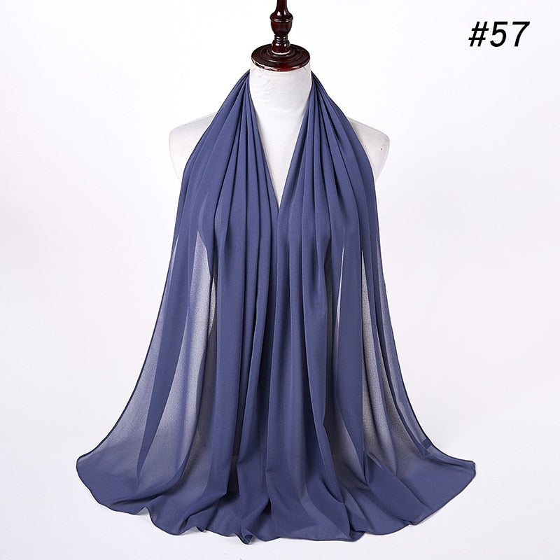Hijab Scarf 72*175cm Plain Chiffon Scarves For Women Muslim Fasion Islam Clothing Headscarves Shawl For Ladies Headwrap Ramadan