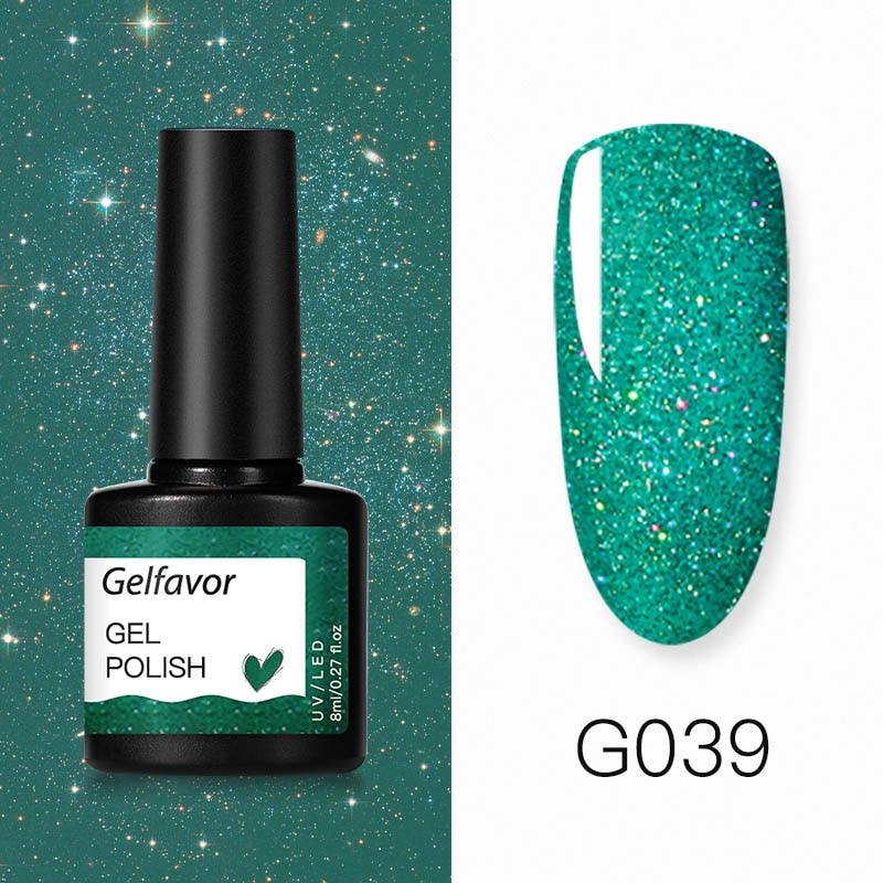 GELFAVOR Gel Nail Polish Glitter 8ML Semi-permanent Varnish Hybrid UV Nail Gel Polish For Manicure Nail Art Design Gel Varnishes