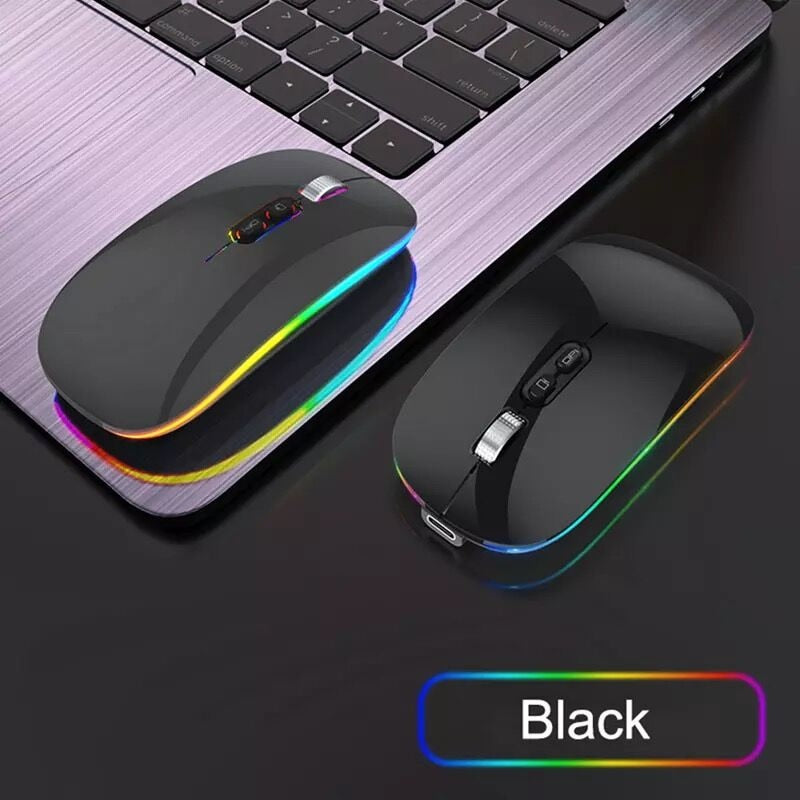 Dual Mode Bluetooth Wireless Mouse with One-Click Desktop Function Type-C Rechargeable Silent Backlight Mice for Laptop PC New